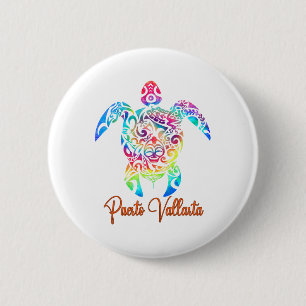 Puerto Vallarta Sea Turtle Family Vacation Summer 6 Cm Round Badge