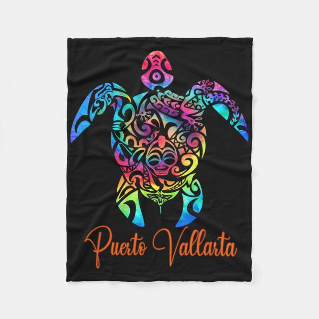 Puerto Vallarta Sea Turtle Family Vacation Summer  Fleece Blanket (Front)