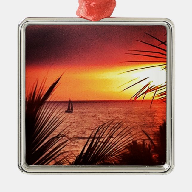 Puerto Vallarta Sunset Metal Tree Decoration (Front)