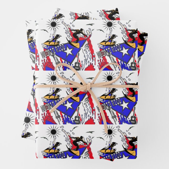 puertorican flag wrapping paper sheet (In situ)