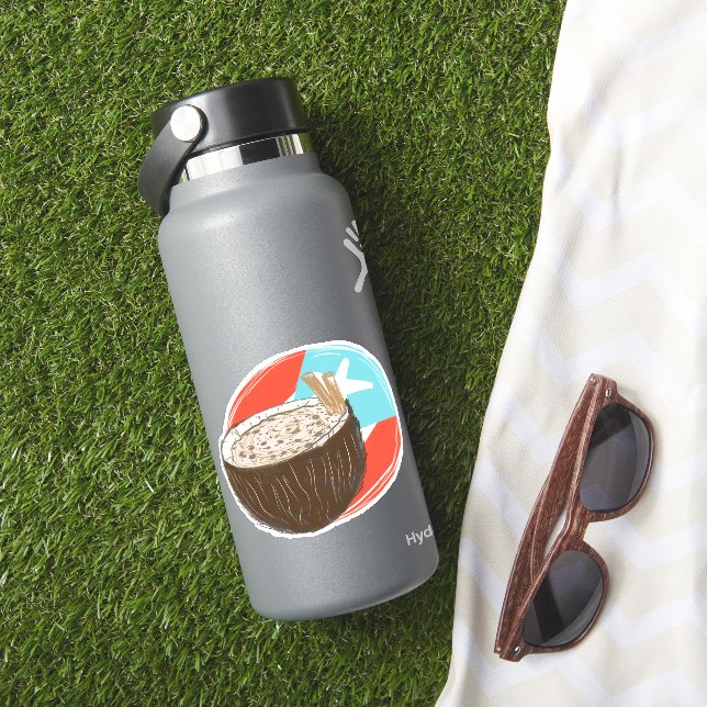 Puertorico Coconut Spanish Hand Drawn      Sticker (HydroFlask Insitu)
