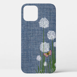 Puff Flowers on Denim iPhone 12 Pro Case