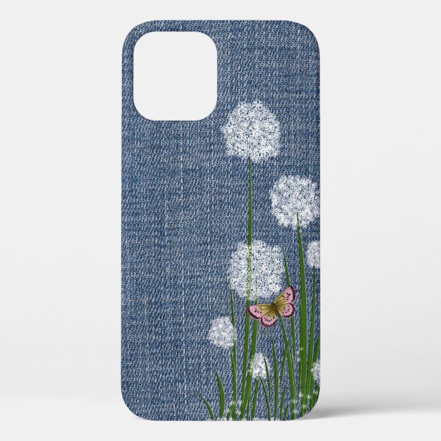 Puff Flowers on Denim Case-Mate iPhone Case (Back)