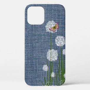 Puff Flowers on Denim Case-Mate iPhone Case