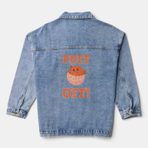 Puff Off Blowfish Balloon Fish Puffer Fish  Denim Jacket