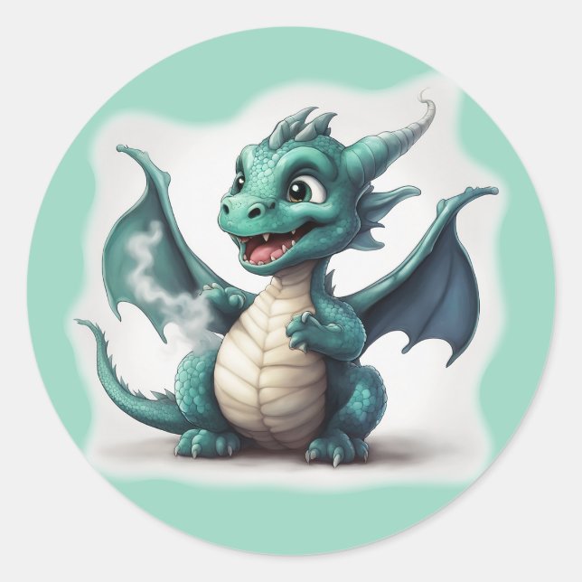 Puff The Little Magic Dragon Classic Round Sticker (Front)