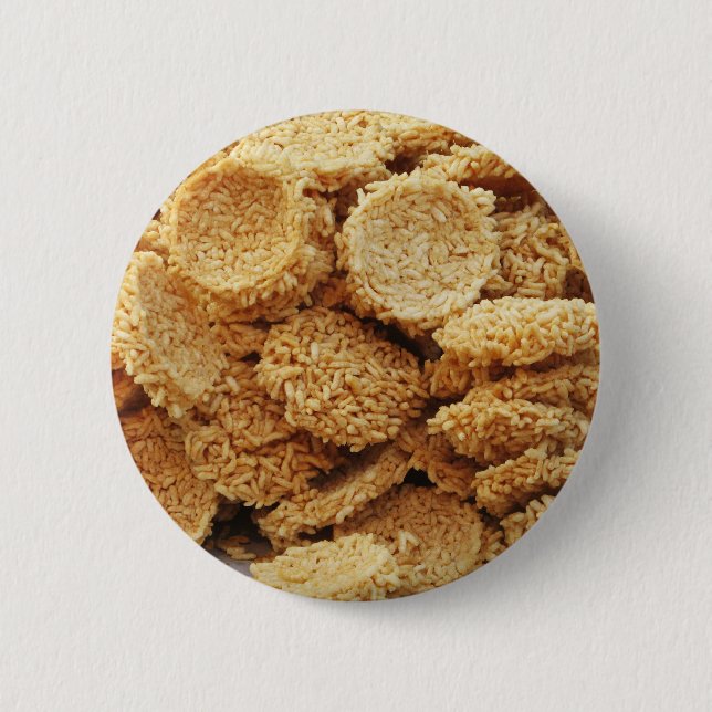 Puffed Rice Cakes ~ Asian Sweets Desserts Food 6 Cm Round Badge (Front)