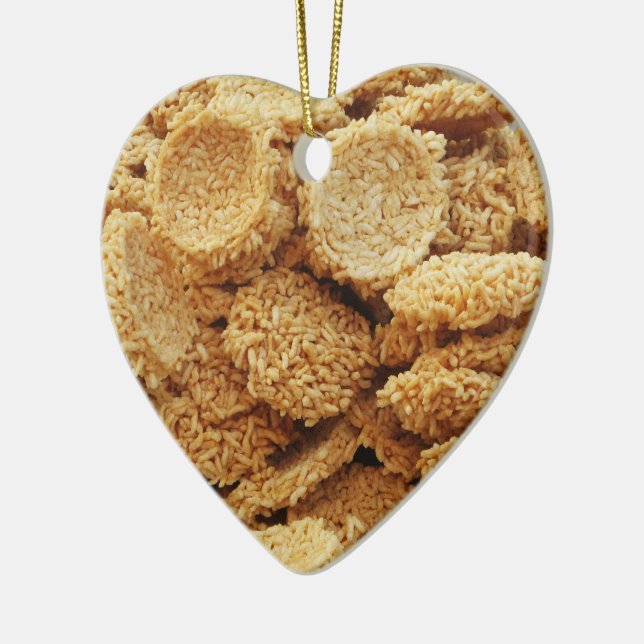 Puffed Rice Cakes ~ Asian Sweets Desserts Food Ceramic Tree Decoration (Left)