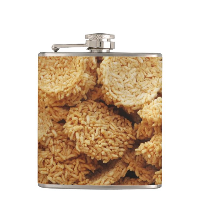 Puffed Rice Cakes ~ Asian Sweets Desserts Food Hip Flask (Front)