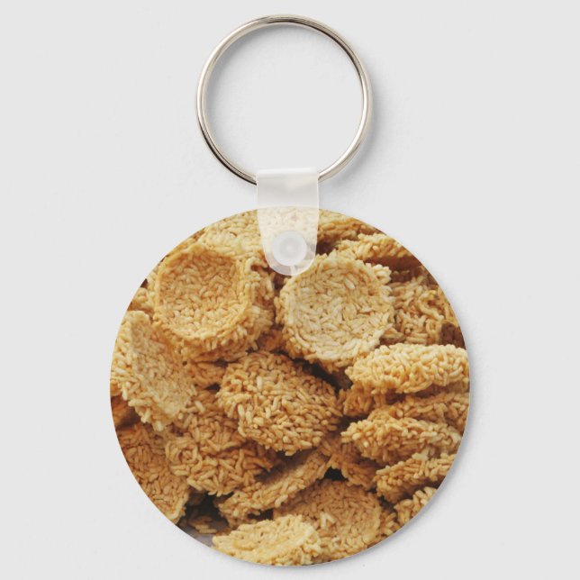 Puffed Rice Cakes ~ Asian Sweets Desserts Food Key Ring (Front)