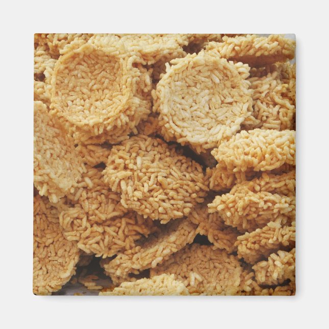 Puffed Rice Cakes ~ Asian Sweets Desserts Food Magnet (Front)