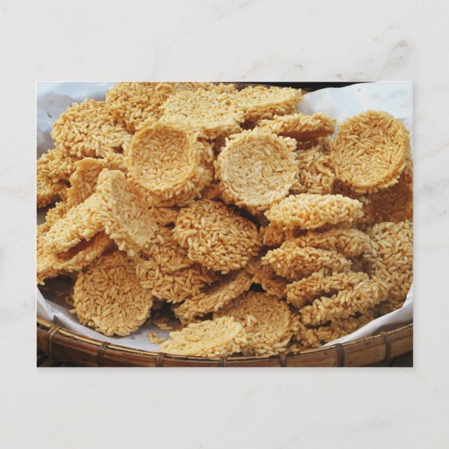 Puffed Rice Cakes ~ Asian Sweets Desserts Food Postcard (Front)