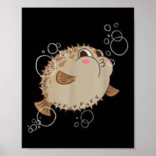 Puffer Fish Blowfish Bubbles Poster