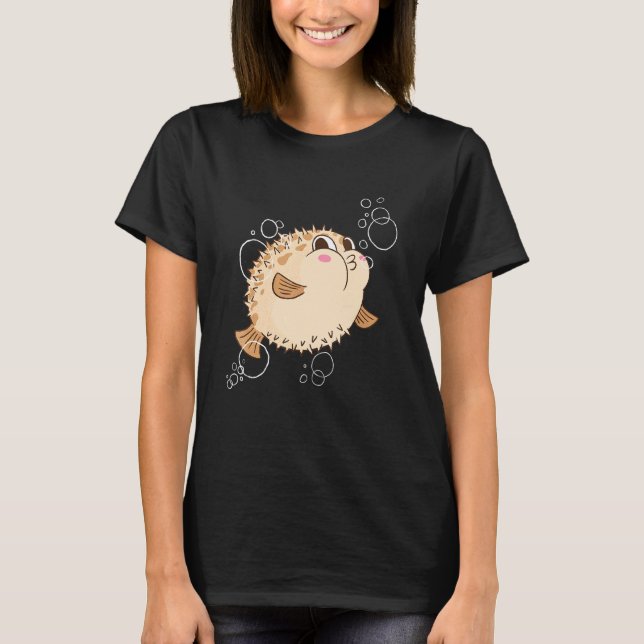Puffer Fish Blowfish Bubbles T-Shirt (Front)