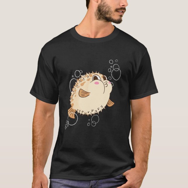 Puffer Fish Blowfish Bubbles T-Shirt (Front)