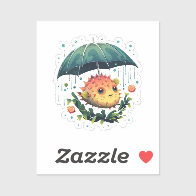 Puffer Fish Rainy Day With Umbrella (Sheet)
