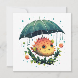 Puffer Fish Rainy Day With Umbrella