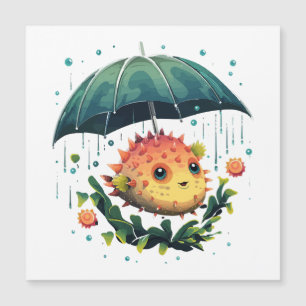 Puffer Fish Rainy Day With Umbrella