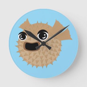 Puffer Fish Round Clock
