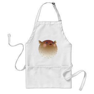 Puffer fish white standard apron