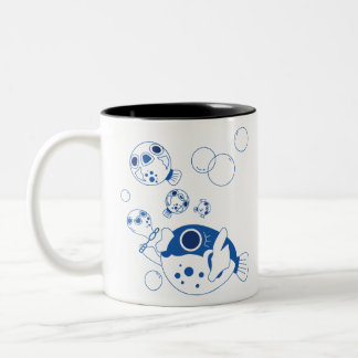 Pufferfish, Blowfish for Kids Two-Tone Coffee Mug