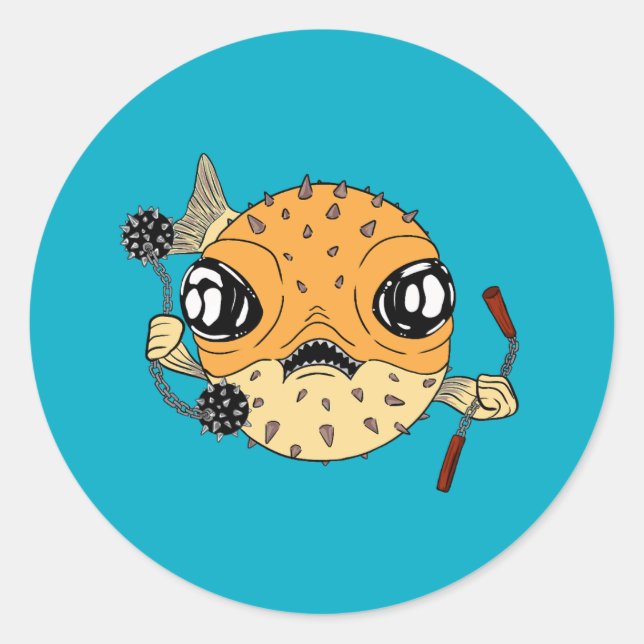 Pufferfish Classic Round Sticker (Front)