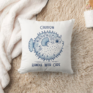 Pufferfish Handle with Care Cushion