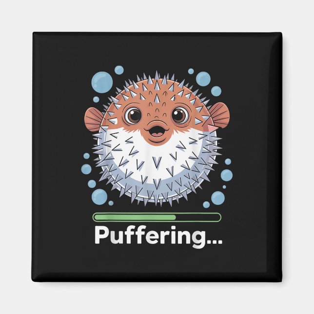 Puffering Fishing Fish Cute Pufferfish  Magnet (Front)