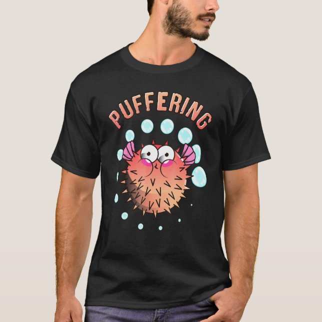 Puffering Pufferfish Cute Fish T-Shirt (Front)
