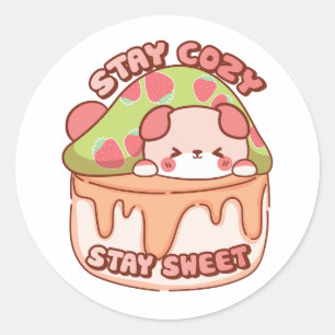 Puffi stays cosy classic round sticker