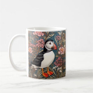 Puffin And Sea Thrift Flowers William Morris Coffee Mug