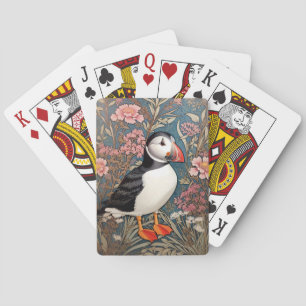 Puffin And Sea Thrift Flowers William Morris Playing Cards