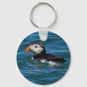 Puffin at sea faux canvas print acrylic print key  ring