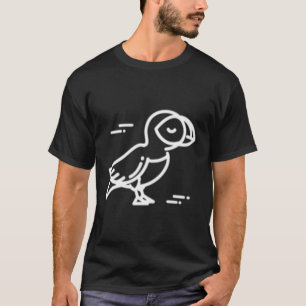 Puffin Bird Animal Badge Patch Line Outline T-Shirt