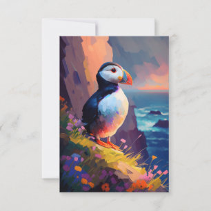 Puffin Bird Animal Portrait Painting Wildlife Free Thank You Card