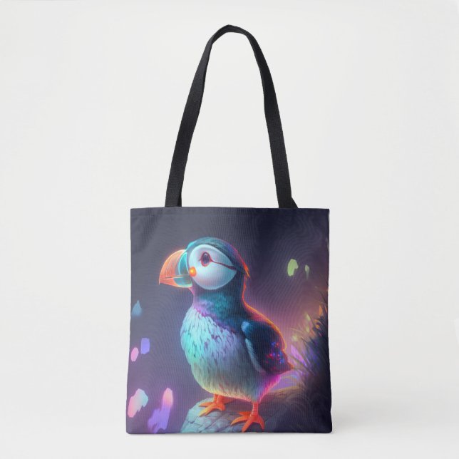 Puffin Bird Animal Portrait Painting Wildlife Free Tote Bag (Front)
