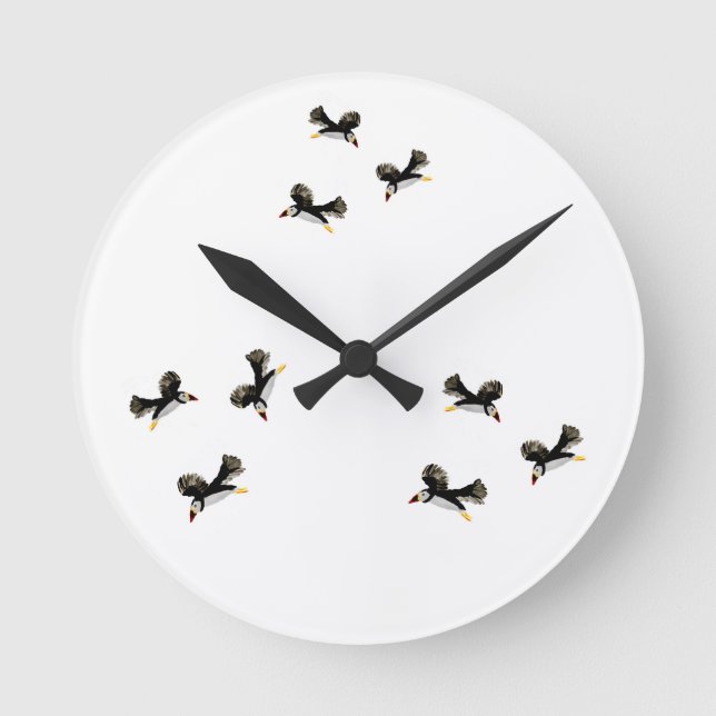 Puffin Bird Art Round Clock (Front)