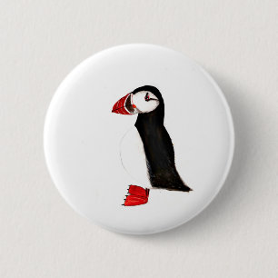 Puffin bird cute Funny watercolor Atlantic Arctic 6 Cm Round Badge
