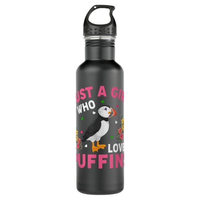 Puffin Bird Lover Just A Girl Who Loves Puffins  710 Ml Water Bottle (Front)