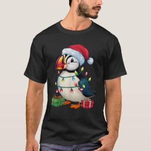 Puffin Bird Lover Xmas Lighting Santa Hat Puffin C T-Shirt