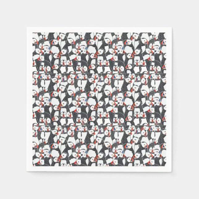 Puffin bird pattern napkin (Front)