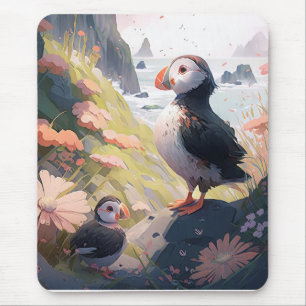 Puffin Bird Portrait Animal Painting Wildlife Free Mouse Mat