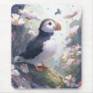 Puffin Bird Portrait Animal Painting Wildlife Free Mouse Mat