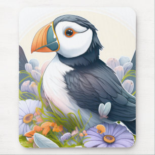 Puffin Bird Portrait Animal Painting Wildlife Free Mouse Mat