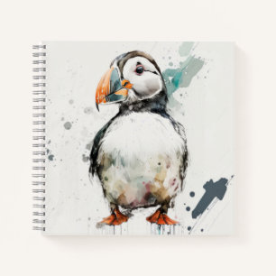 Puffin Bird Portrait Animal Painting Wildlife Free Notebook