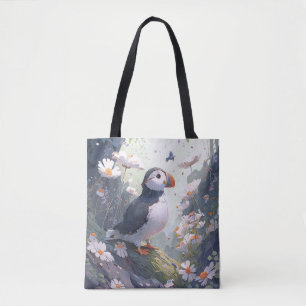 Puffin Bird Portrait Animal Painting Wildlife Free Tote Bag