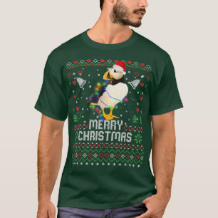 Puffin Bird Santa Hat Animal Christmas Tree Lights T-Shirt