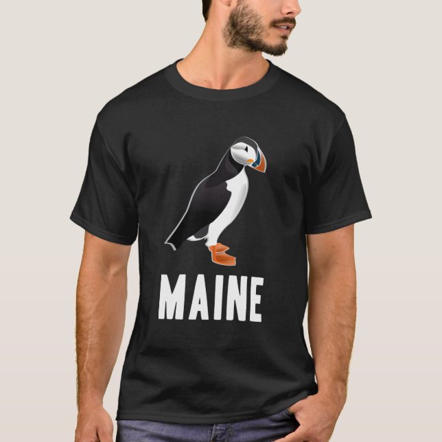 Puffin Bird Watching In Maine Souvenir Gift T-Shirt (Front)