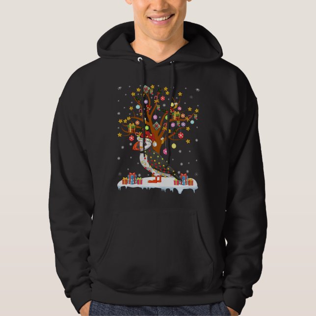 Puffin Bird Xmas Lighting Tree Santa Puffin Christ Hoodie (Front)