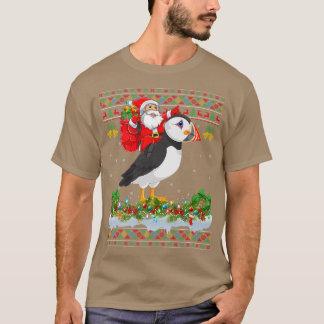 Puffin Bird Xmas Pajama Ugly Santa Riding Puffin C T-Shirt
